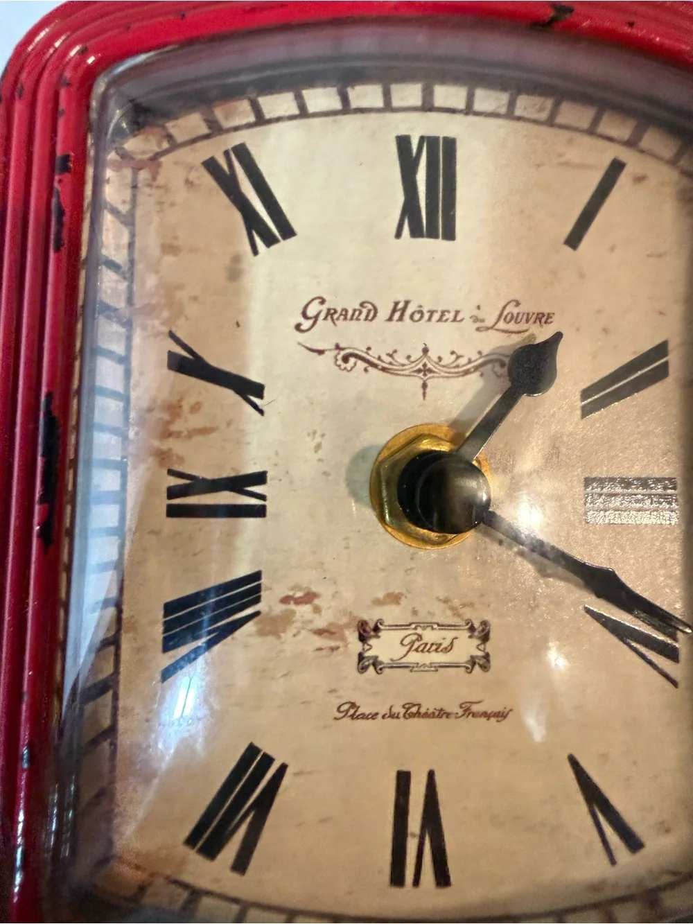 Grand Hotel du Louvre Paris Clock Red Metal French Country Shabby Chic WORKS